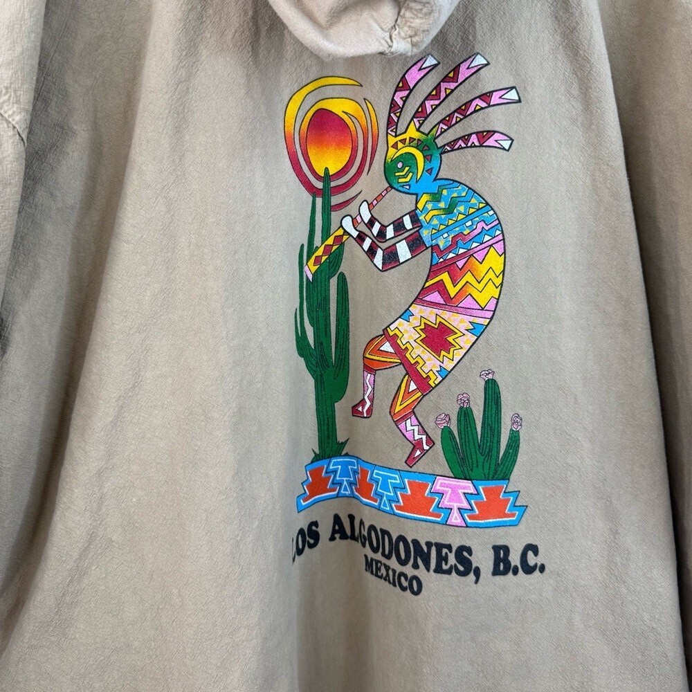 Los algodones b.c Mexico sweater hoodie Beige Mexico Graphic Zip-Up Hoodie - Picture 9 of 13